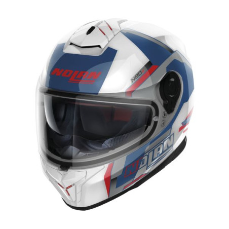 Casca Moto Nolan N80-8 Wante - alb/rosu/albastru M