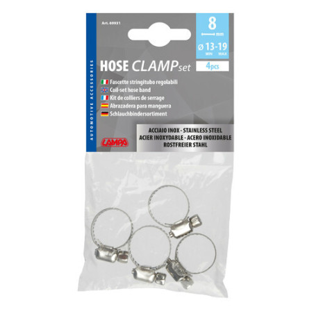 Coliere rotunde inox Lampa, 8mm, diam. 13-19mm, 4 buc.