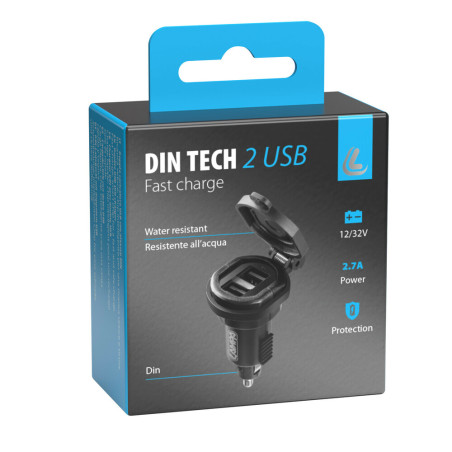 Din-tech Lampa, 2 porturi USB - incarcare rapida - 2700 mA - 12/32v
