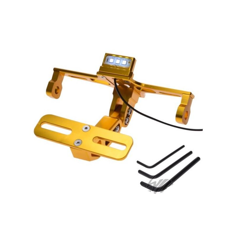 WILMAT - Suport numar moto universal cu lampa led - auriu