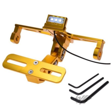 WILMAT - Suport numar moto universal cu lampa led - auriu