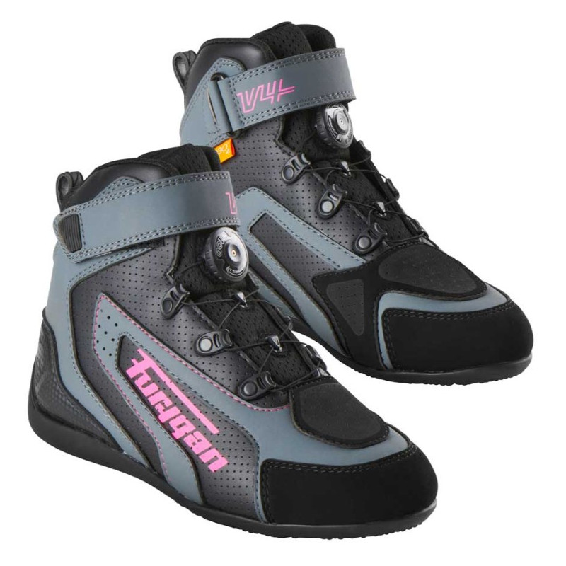 Ghete moto dama FURYGAN V4 EASY VTD - Negru/Roz - 37